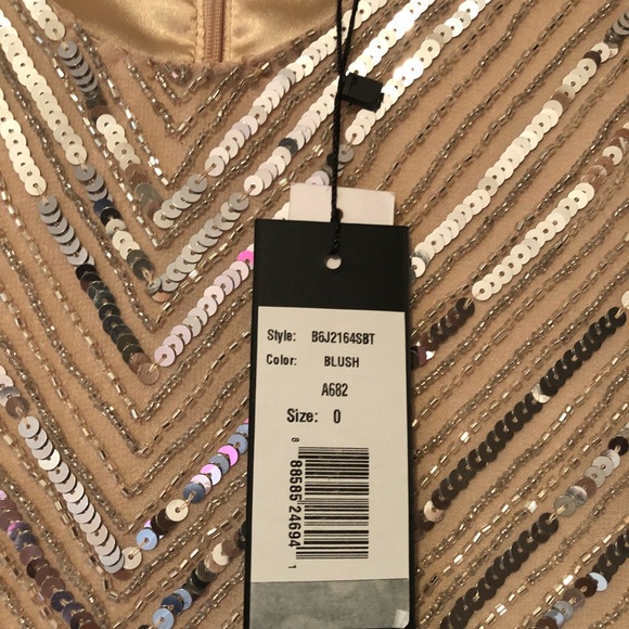 Parker Black sequin dress in blush. Size 0. - Picture 4 of 5